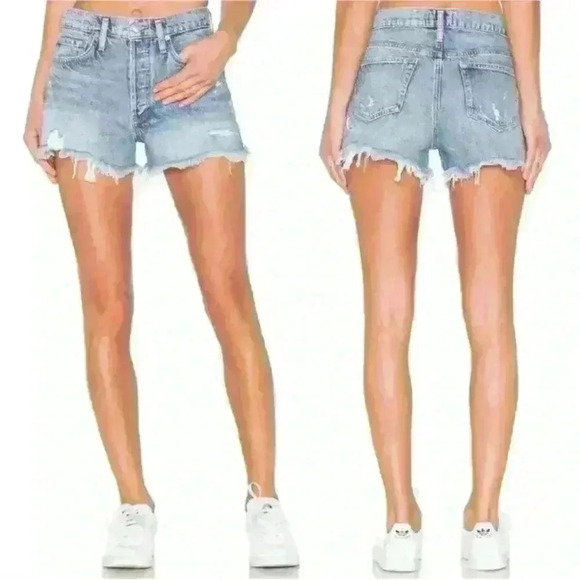 AGOLDE "Parker" Vintage Blue Denim Distressed Cut-Off Shorts Size 31 EUC! - Picture 2 of 10